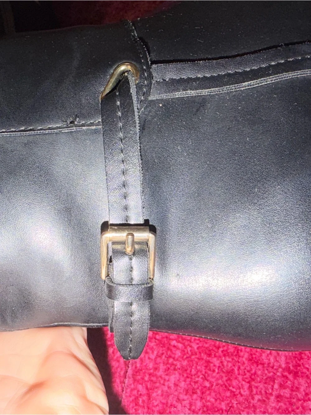 Tommy Hilfiger Black leather knee-high riding boots with buckle detail size 10